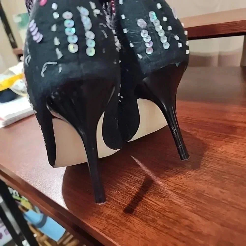 Sequin Pointed toed ankle boots size 7 - Picture 3 of 14
